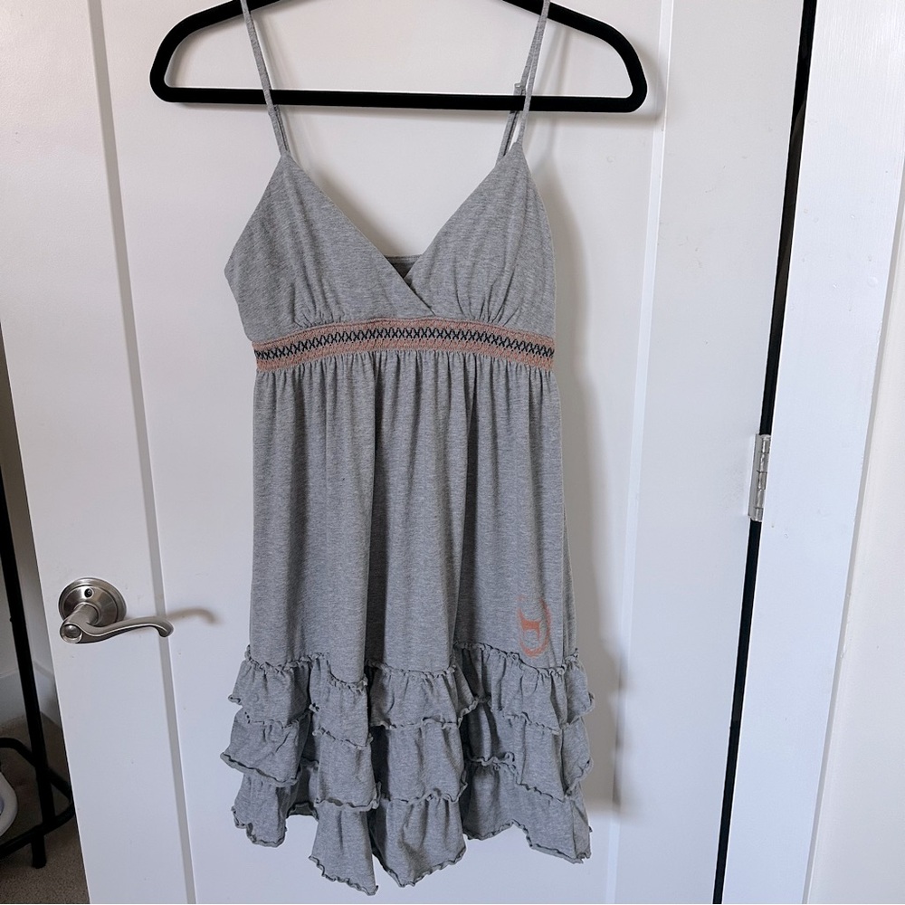 PINK UT Austin Logo Ruffled Grey Knit Nightie Babydoll Dress